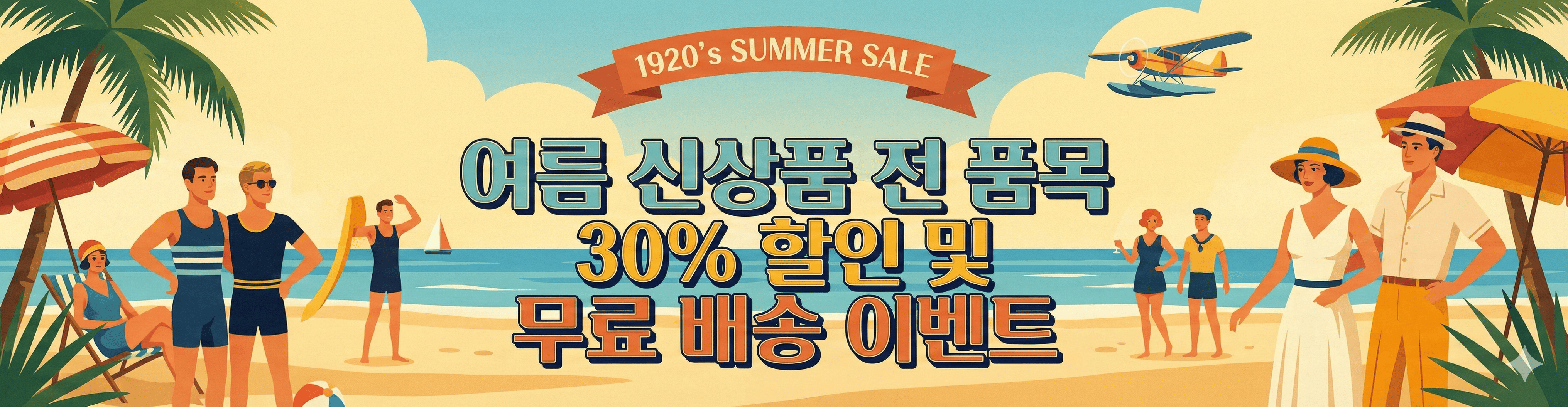 여름 신상품 전 품목 30% 할인 및 무료 배송 이벤트