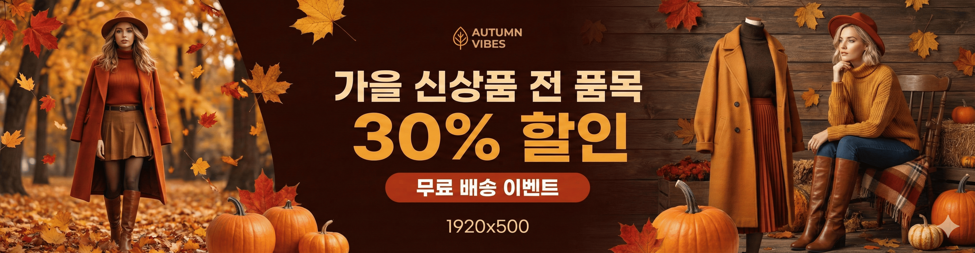 가을 신상품 전 품목 30% 할인 및 무료 배송 이벤트
